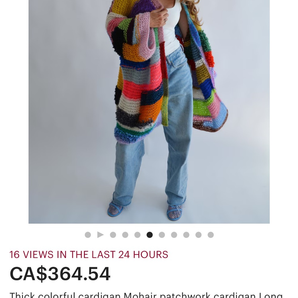 Colorful Patchwork Cardigan, bought from Etsy. New and never worn.
